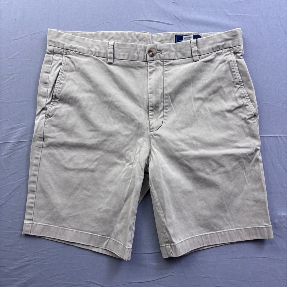 Vineyard Vines Breaker Shorts Mens 35 Khaki Tan Stretch Cotton Chino Flat Front